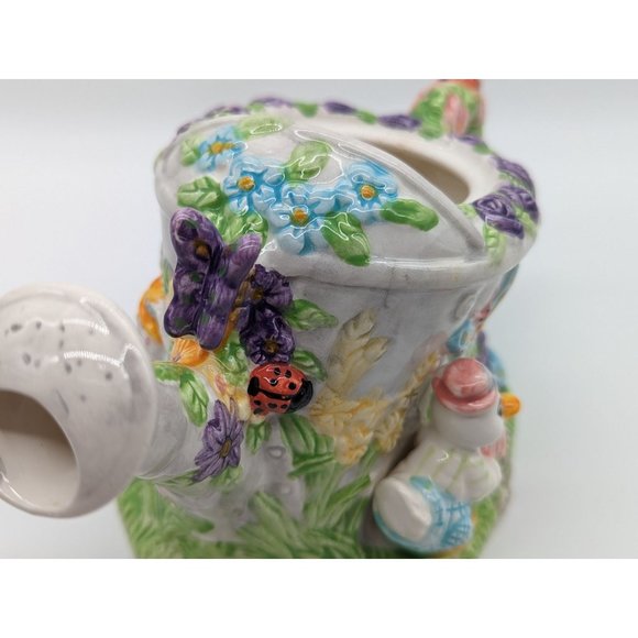 Spring Easter Watering Pot Ceramic Bunny Bunnies Garden Eggs Flowers - Picture 9 of 11